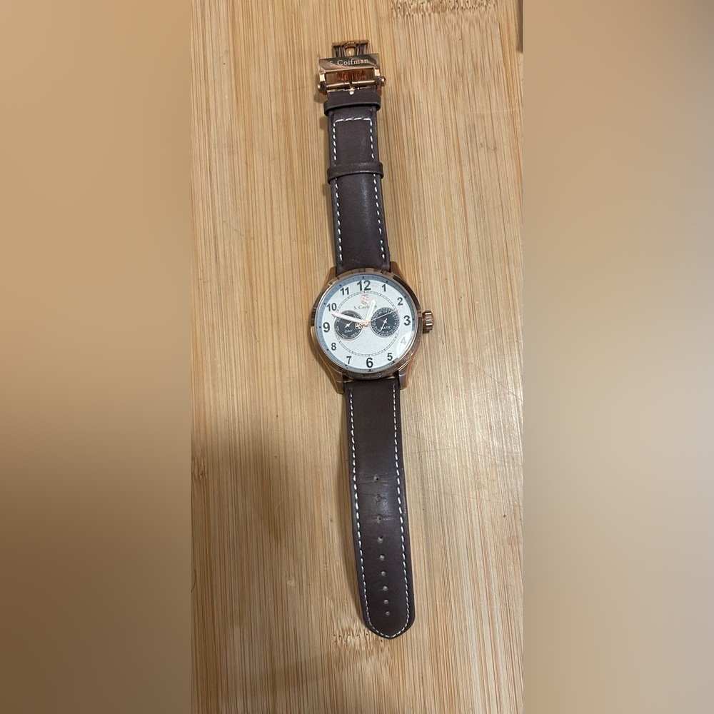 S Coifman Watch With 44mm Grey Face With Brown Leather Band - Picture 5 of 6